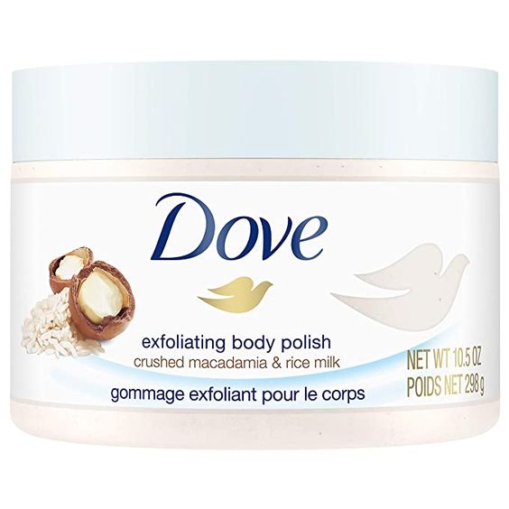 Dove Exfoliating Body Polish Scrub Macadamia &amp; Rice Milk Body Scrub That Nourishes Skin Reveals Visibly Smoother Skin 10.5 oz